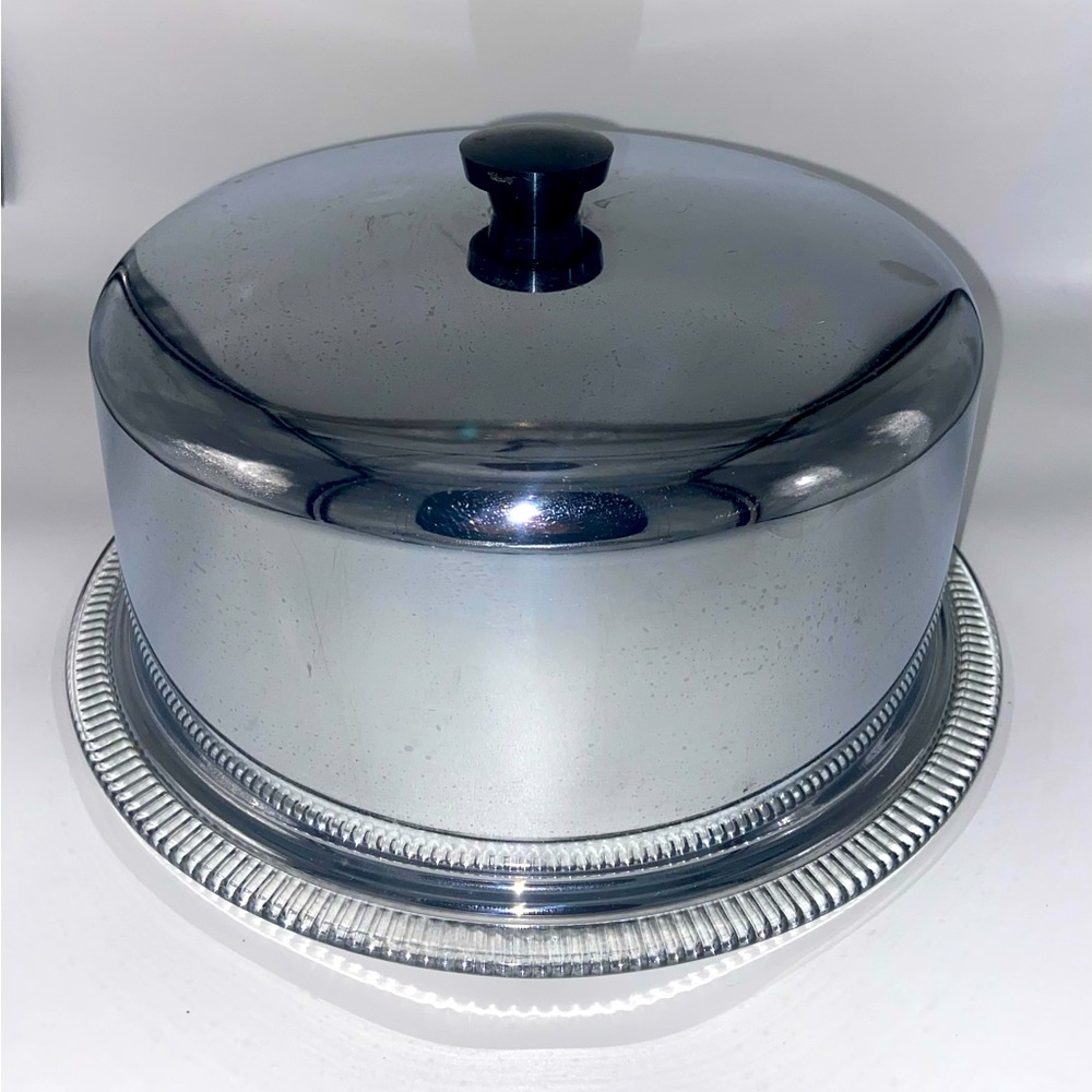 Vintage Mid-Century Chrome & Glass Cake Dome